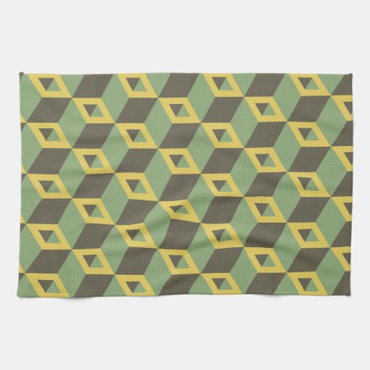 Patroon 3D Illusion Squares Theedoek (Horizontaal)