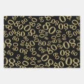 Patroon 80e verjaardag zwarte & goudnummer 80 inpakpapier vel (Voorkant)