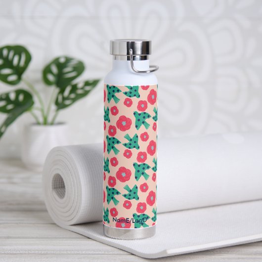 Patroon_8_Camellia en vogel_2 Waterfles (Yoga)