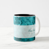 Patroon Aangepast Initiaal Wit Blauw Tweekleurige Koffiemok (Voorkant rechts)