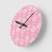 Patroon Abstract Art Roze Bloemen Ronde Klok (Hoek)