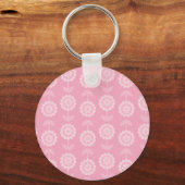 Patroon Abstract Art Roze Bloemen Sleutelhanger (Voorkant)