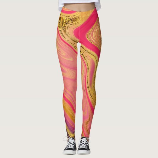 patroon abstract gemarmerd leggings (Voorkant)