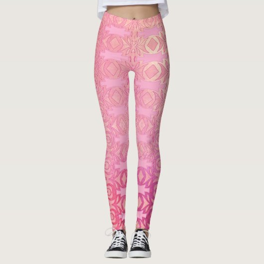 patroon abstract roze leggings (Voorkant)