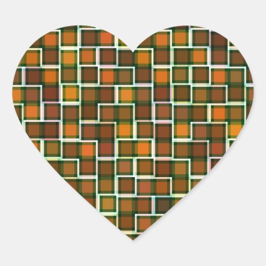 Patroon abstracte Earth Tone Squares Hart Sticker (Voorkant)