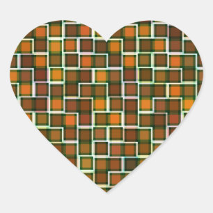 Patroon abstracte Earth Tone Squares Hart Sticker