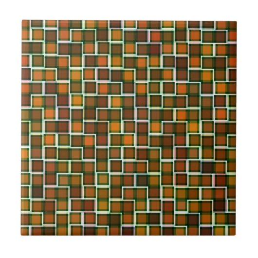 Patroon abstracte Earth Tone Squares Tegeltje (Voorkant)
