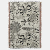 Patroon achtergrond met lijnpalmen, bloemen. deken (Voorkant Verticaal)