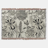 Patroon achtergrond met lijnpalmen, bloemen. deken (Voorkant)