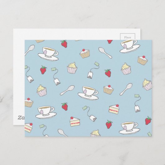 Patroon 'Aftermiddag Tea' Briefkaart (Voorkant / Achterkant)