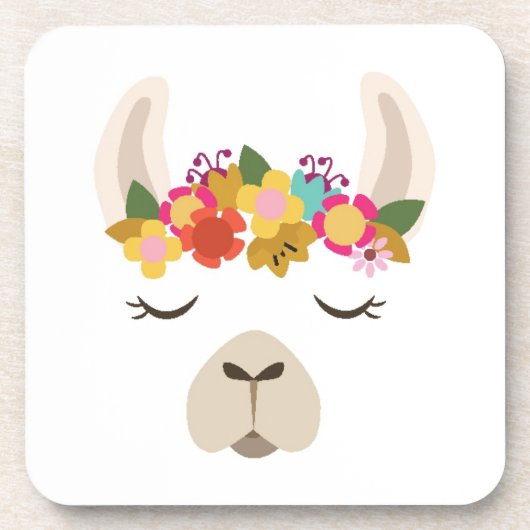 Patroon Alpaca & Flowers Bier Onderzetter (Voorkant)