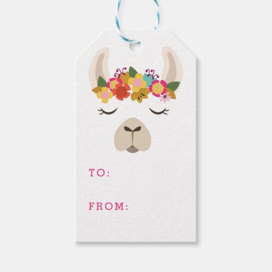 Patroon Alpaca & Flowers Cadeaulabel (Voorkant)