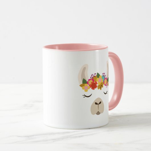 Patroon Alpaca & Flowers Mok (Voorkant rechts)