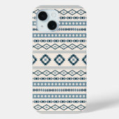 Patroon Aztec Blues Cream Mixed Motifs Case-Mate iPhone Case (Achterkant)