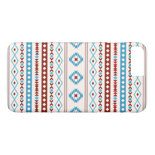 Patroon Aztec Blues Red Cream Mixed Motifs Case-Mate iPhone Case (Achterkant (Horizontaal))