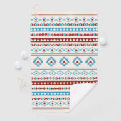 Patroon Aztec Blues Red Cream Mixed Motifs Golfhanddoek (Insitu)