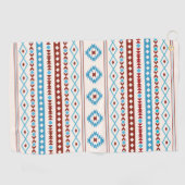 Patroon Aztec Blues Red Cream Mixed Motifs Golfhanddoek (Horizontaal)