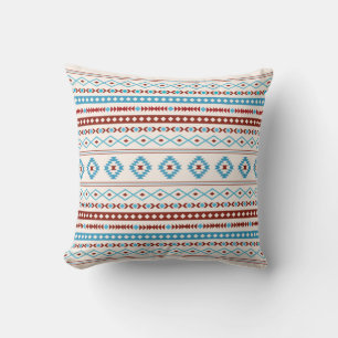 Patroon Aztec Blues Red Cream Mixed Motifs Kussen