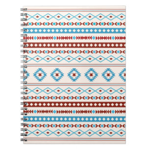 Patroon Aztec Blues Red Cream Mixed Motifs Notitieboek
