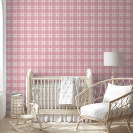 Patroon Baby Pink Plaid Checks Kamer Kantoor Behang