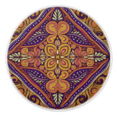 Patroon Batik geel blauw Keramische Knop (Voorkant)