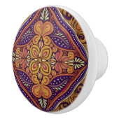 Patroon Batik geel blauw Keramische Knop (Rechts)