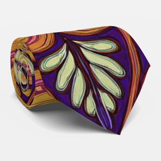 Patroon Batik geel blauw Stropdas (Opgerold)