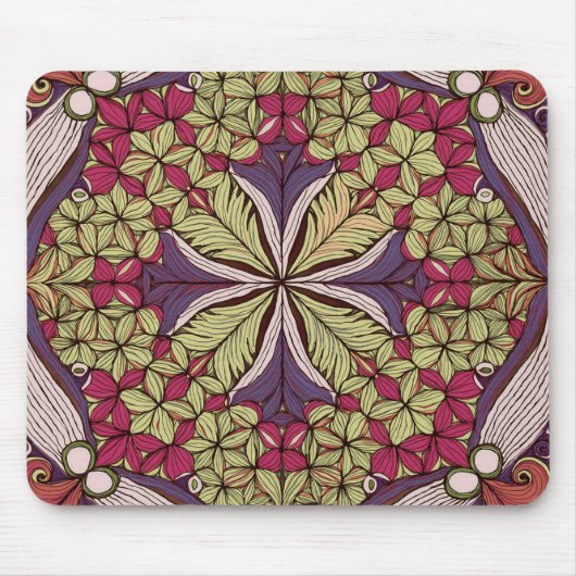 Patroon Batik rood blauw Muismat (Voorkant)