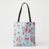 patroon bestaande uit vogels en bessen tote bag (Voorkant)