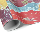  Patroon Bingata: Kraan & Schildpad Cadeaupapier (Rol Hoek)