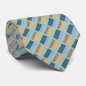 Patroon - Blauw bruin en beige Turquoise Stropdas (Opgerold)