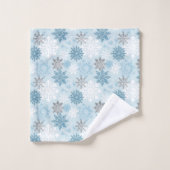 Patroon blauw en zilver wintersneeuwvlokken bad handdoek (Wasdoekje)