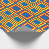Patroon Blauw Geel en Rood Vierkant Cadeaupapier (Hoek)