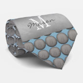 Patroon blauwe en grijze pols stropdas (Opgerold)