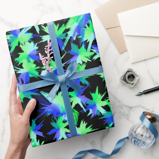 Patroon Blauwe en groene kleurenstreepjes Cadeaupapier (Geschenken)