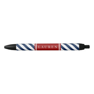 Patroon Blauwe en rode strepen Zwarte Inkt Pen