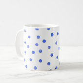 Patroon Blauwe en Witte Confetti Stippen Koffiemok (Voorkant links)