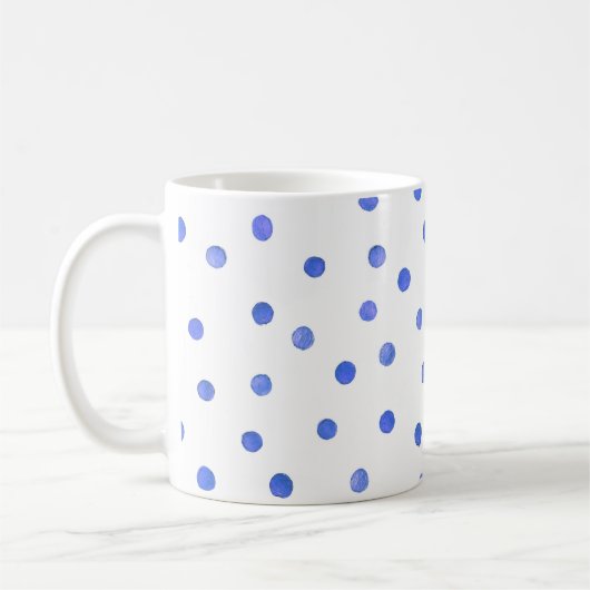 Patroon Blauwe en Witte Confetti Stippen Koffiemok (Links)