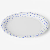Patroon Blauwe en Witte Confetti Stippen Papieren Bordje (Gekanteld)