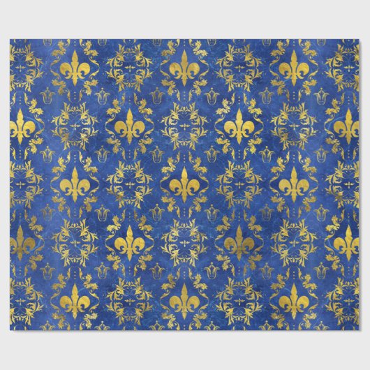 patroon blauwe marmer en goud cadeaupapier (Vlak)