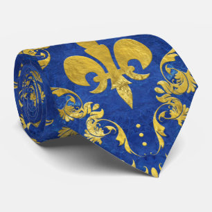 patroon blauwe marmer en goud stropdas