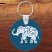  Patroon Blauwe Olifant Gepersonaliseerd Sleutelhanger (Achterkant)