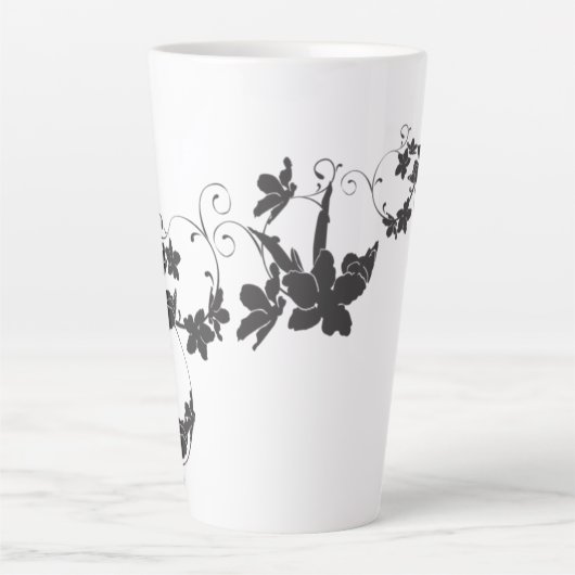 patroon-bloem-decoratief plant latte mok (Voorkant)