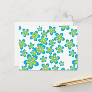 Patroon bloemen, blauwe bloemen, groene bloemen briefkaart