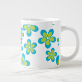 Patroon bloemen, blauwe bloemen, groene bloemen grote koffiekop (Rechts)