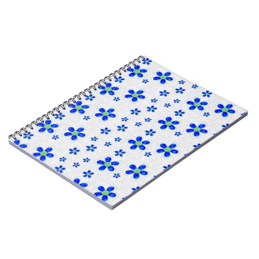 Patroon bloemen, blauwe bloemen, groene bloemen notitieboek (Linkerzijde)