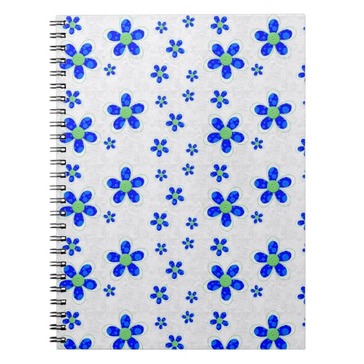 Patroon bloemen, blauwe bloemen, groene bloemen notitieboek (Voorkant)