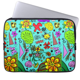 patroon, bloemen en kleuren laptop sleeve