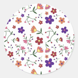 patroon bloemen- ronde sticker