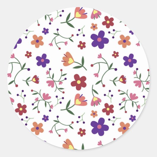 patroon bloemen- ronde sticker (Voorkant)